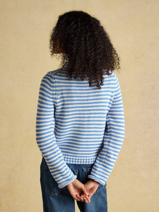 Young Ideas & Henmores - Skye Cotton Knit Stripe Jumper - Blue - XS