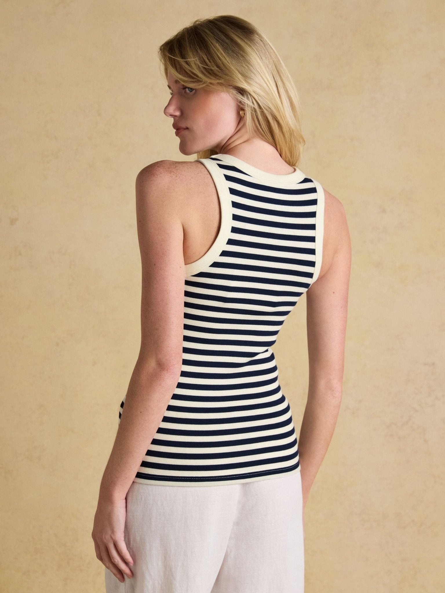 Young Ideas & Henmores - Sofia Jersey Tank Top - Tan Stripe - 8