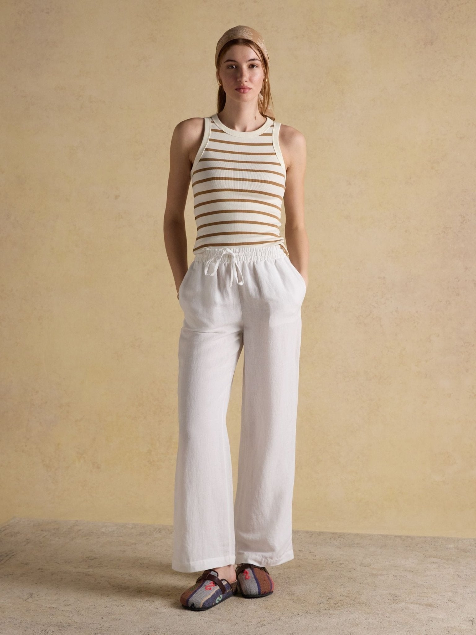 Young Ideas & Henmores - Sofia Jersey Tank Top - Tan Stripe - 8