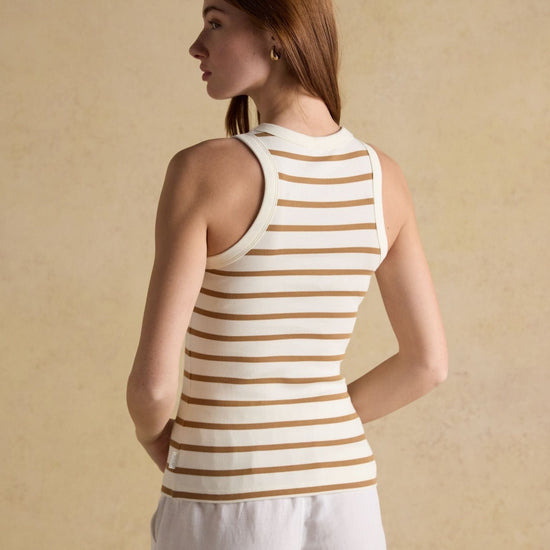Young Ideas & Henmores - Sofia Jersey Tank Top - Tan Stripe - 8