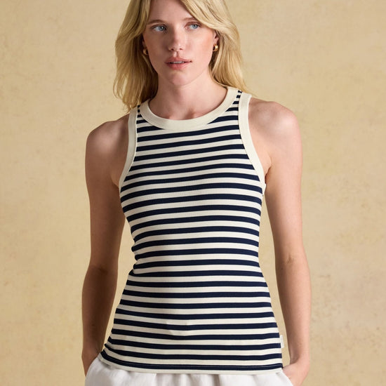Young Ideas & Henmores - Sofia Jersey Tank Top - Tan Stripe - 8