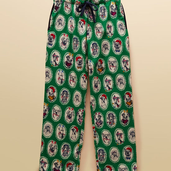 Young Ideas & Henmores -Stella Long PJ Bottoms -Green Dog Print -S