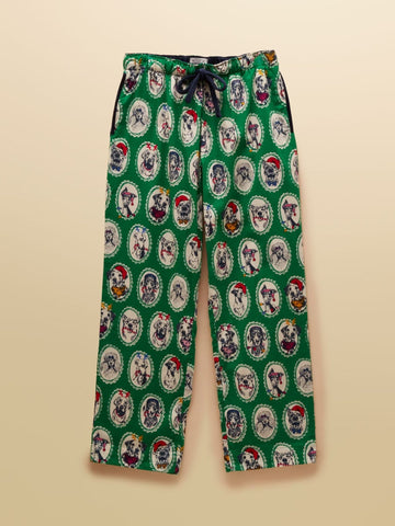 Young Ideas & Henmores -Stella Long PJ Bottoms -Green Dog Print -S