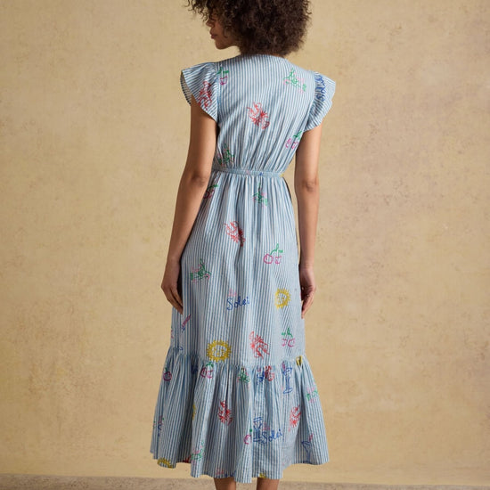 Young Ideas & Henmores - Winnie Cap Sleeve Midi Dress - Blue/White - 8