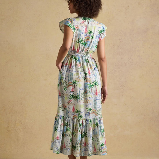 Young Ideas & Henmores - Winnie Cap Sleeve Midi Dress - Blue/White - 8