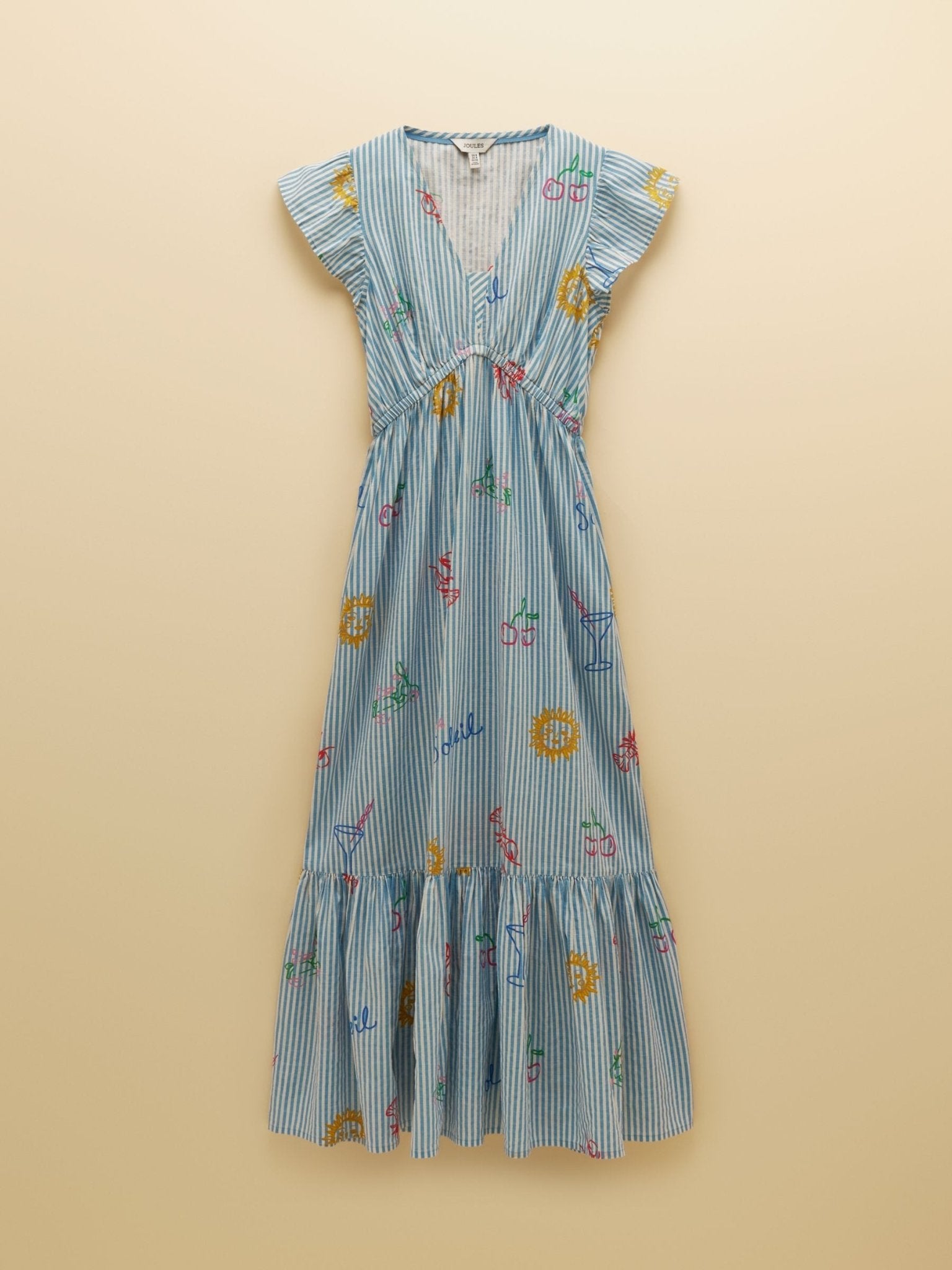 Young Ideas & Henmores - Winnie Cap Sleeve Midi Dress - Blue/White - 8