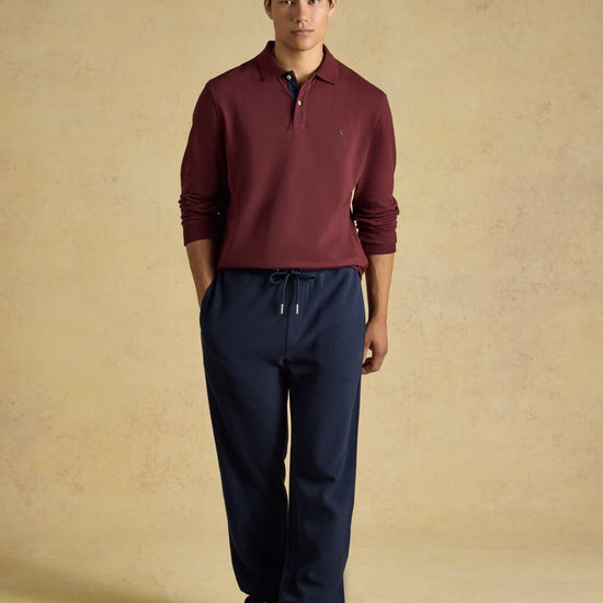 Young Ideas & Henmores -Woody Long Sleeve Polo -Burgundy Red -M