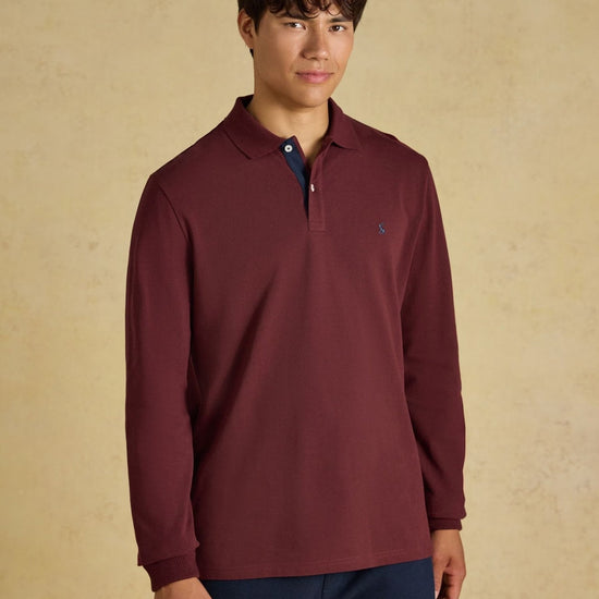 Young Ideas & Henmores -Woody Long Sleeve Polo -Burgundy Red -M