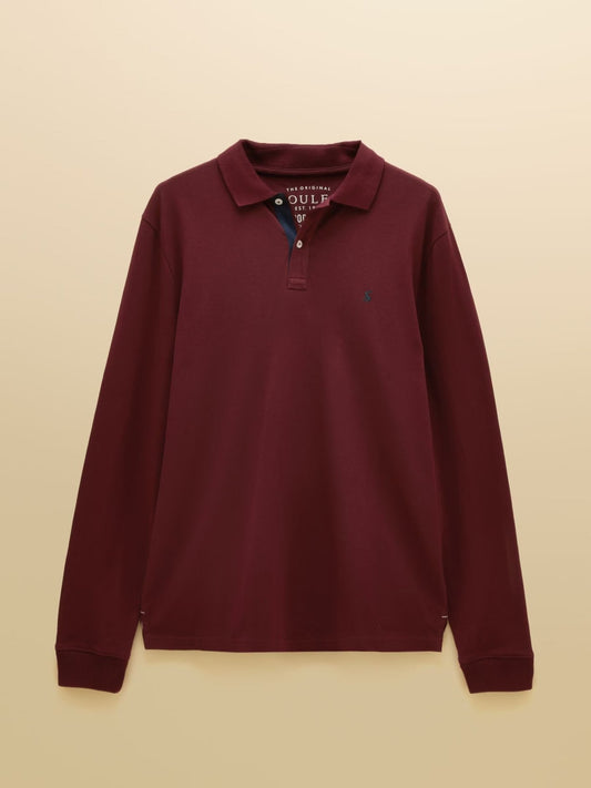 Young Ideas & Henmores -Woody Long Sleeve Polo -Burgundy Red -M
