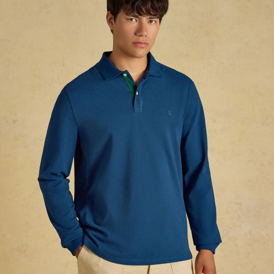 Young Ideas & Henmores -Woody Long Sleeve Polo -Blue -M