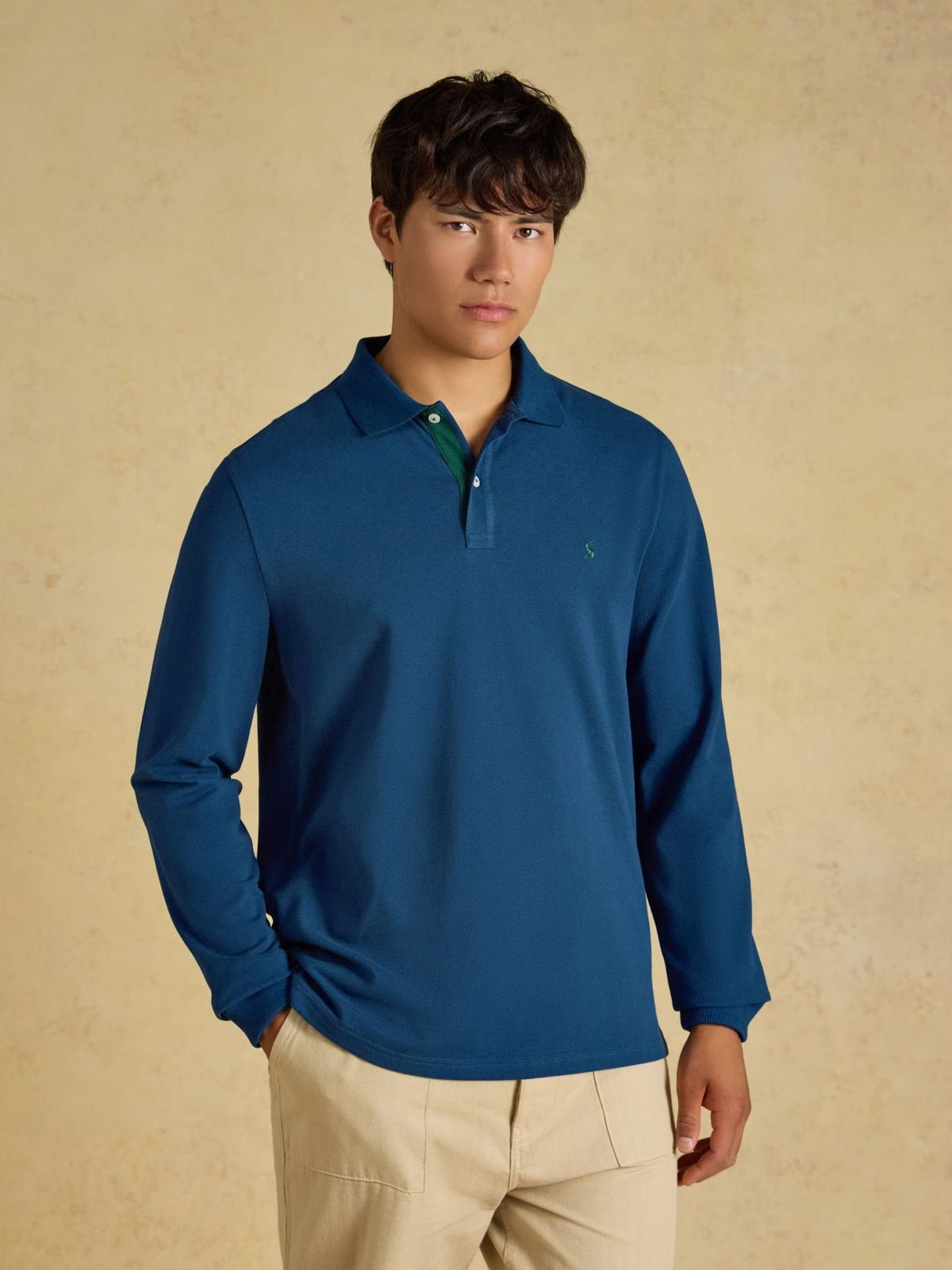 Young Ideas & Henmores -Woody Long Sleeve Polo -Blue -M
