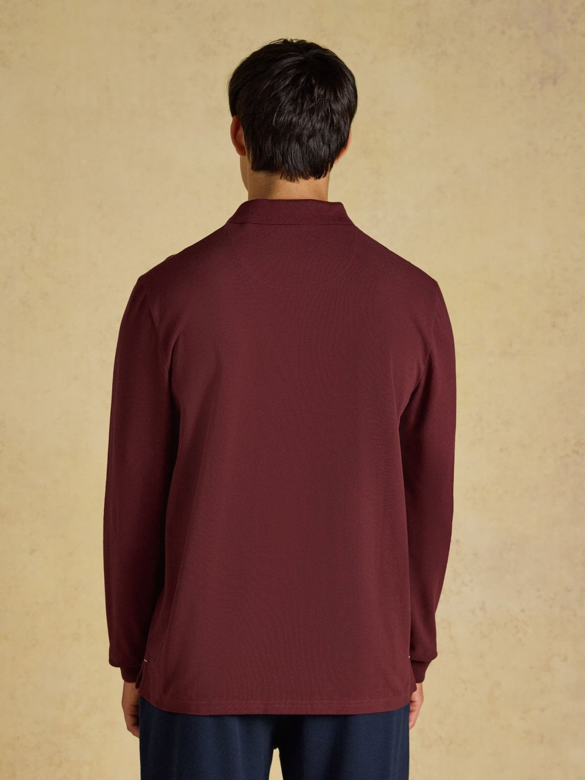 Young Ideas & Henmores -Woody Long Sleeve Polo -Burgundy Red -M