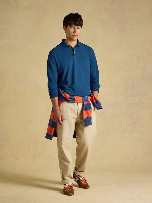 Young Ideas & Henmores -Woody Long Sleeve Polo -Blue -M