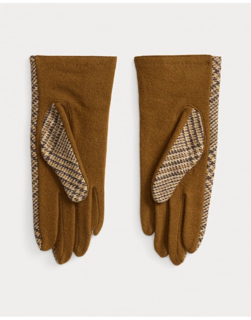 Young Ideas/Henmores - Button Detail Check Leather Gloves - Tan Check - S