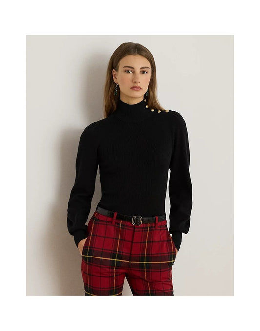 Young Ideas/Henmores - Dworina Button Shoulder Large Cuff Jumper - Black - S