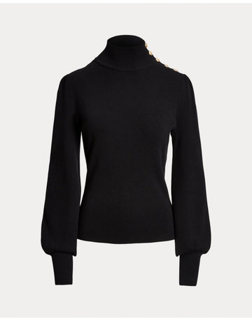 Young Ideas/Henmores - Dworina Button Shoulder Large Cuff Jumper - Black - S