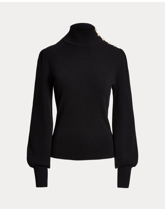 Young Ideas/Henmores - Dworina Button Shoulder Large Cuff Jumper - Black - S