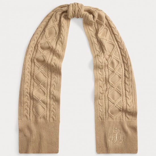 Young Ideas/Henmores - Embroidered Knitted Scarf - Birch Tan - OS
