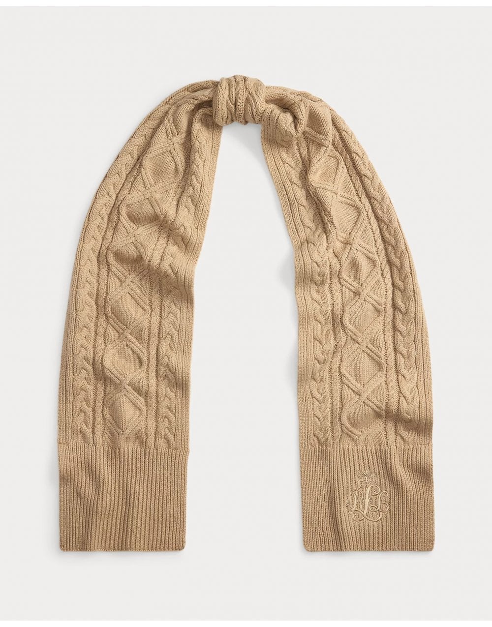 Young Ideas/Henmores - Embroidered Knitted Scarf - Birch Tan - OS