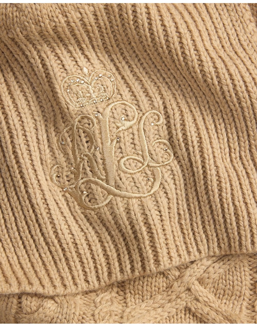 Young Ideas/Henmores - Embroidered Knitted Scarf - Birch Tan - OS