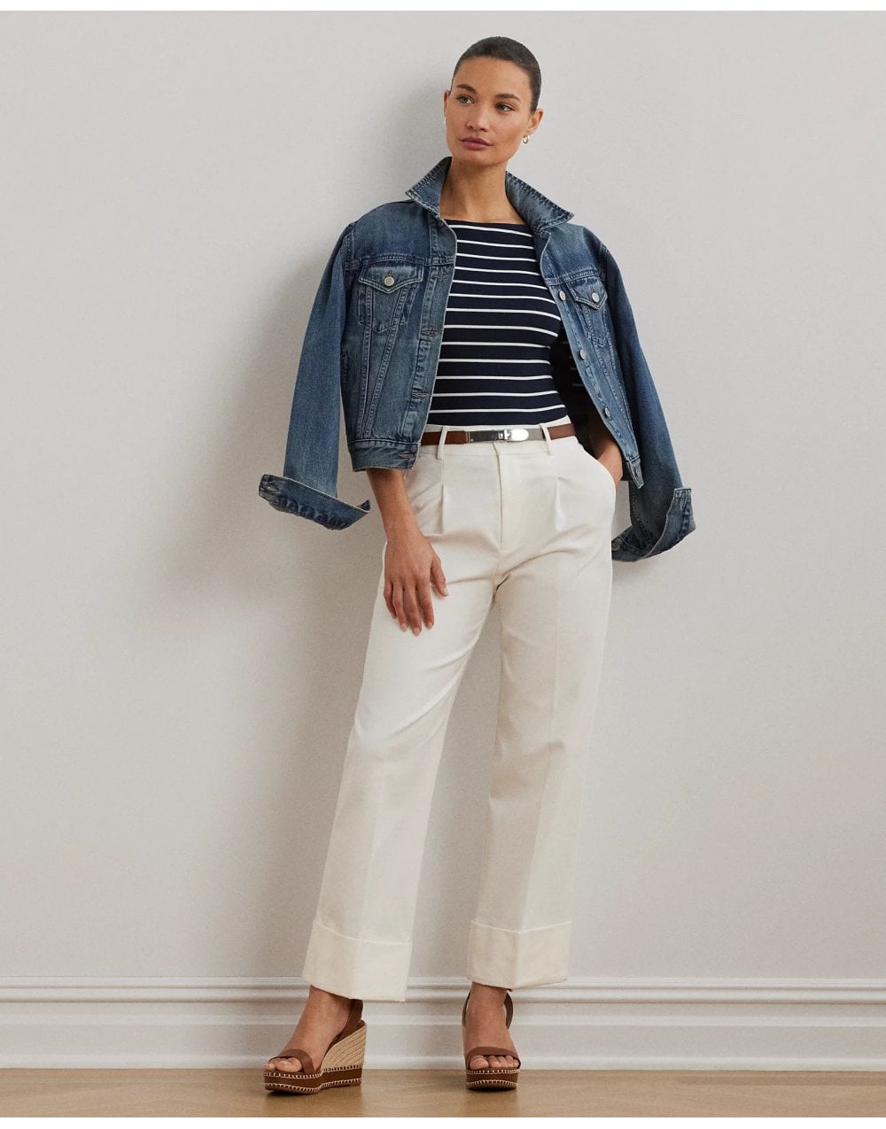 Young Ideas/Henmores - Judy Striped Elbow Sleeve Top - Lauren Navy/White - XS