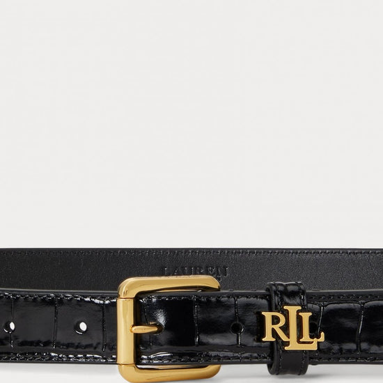 Young Ideas/Henmores - Keeper Skinny 25 Croc Embossed Belt - Black - S