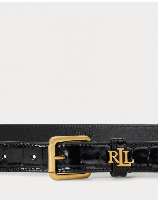 Young Ideas/Henmores - Keeper Skinny 25 Croc Embossed Belt - Black - S