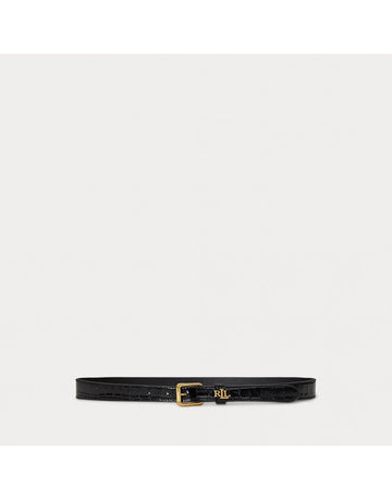 Young Ideas/Henmores - Keeper Skinny 25 Croc Embossed Belt - Black - S