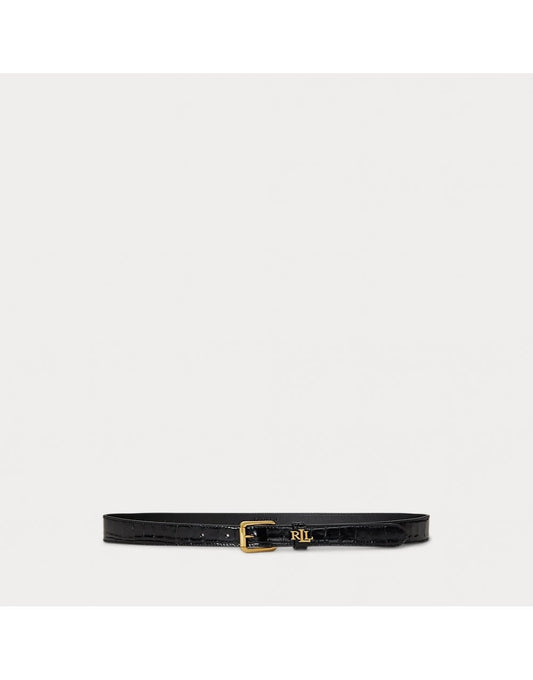 Young Ideas/Henmores - Keeper Skinny 25 Croc Embossed Belt - Black - S