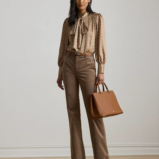 Young Ideas/Henmores - Klaryce Luxe Twill Pussy Bow Blouse - taupe - S