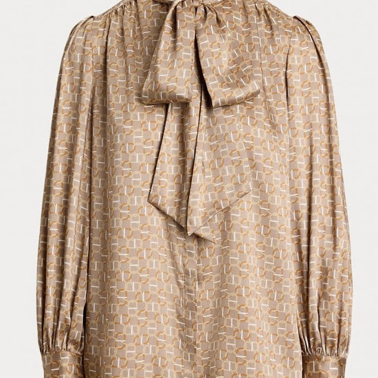 Young Ideas/Henmores - Klaryce Luxe Twill Pussy Bow Blouse - taupe - S