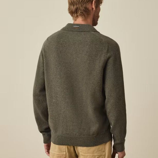 Young Ideas & Henmores -Knitted Long Sleeve Polo -34 Light Greyish Green -L