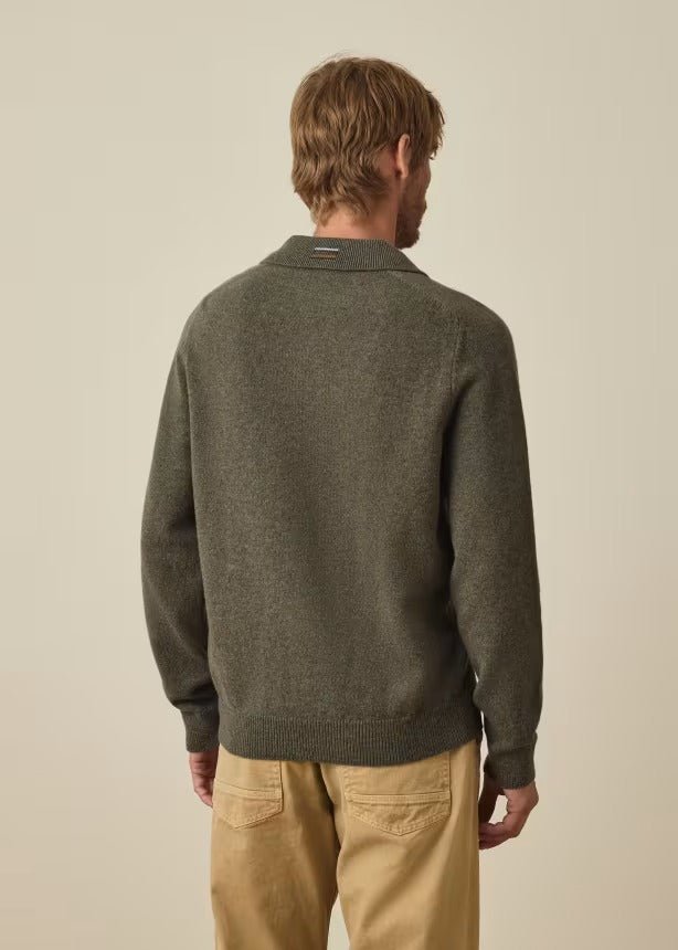 Young Ideas & Henmores -Knitted Long Sleeve Polo -34 Light Greyish Green -L