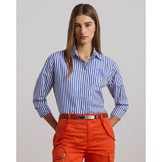 Young Ideas/Henmores - Kotta Embroidered Logo Striped Shirt - Blue Stripe - S