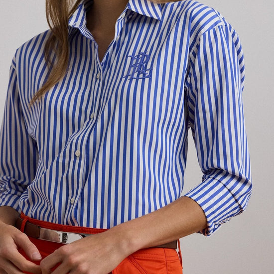 Young Ideas/Henmores - Kotta Embroidered Logo Striped Shirt - Blue Stripe - S