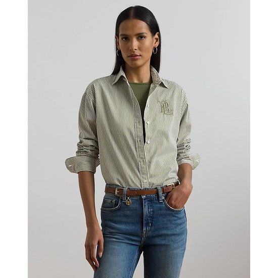 Young Ideas/Henmores - Kotta Embroidered Logo Striped Shirt - Blue Stripe - S