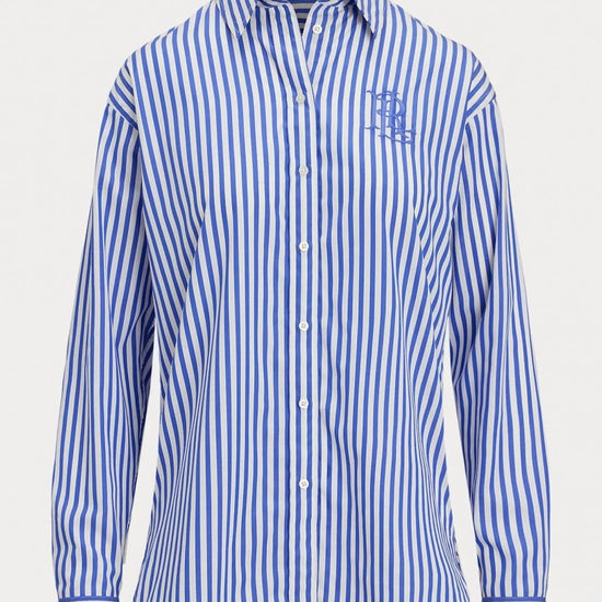 Young Ideas/Henmores - Kotta Embroidered Logo Striped Shirt - Blue Stripe - S