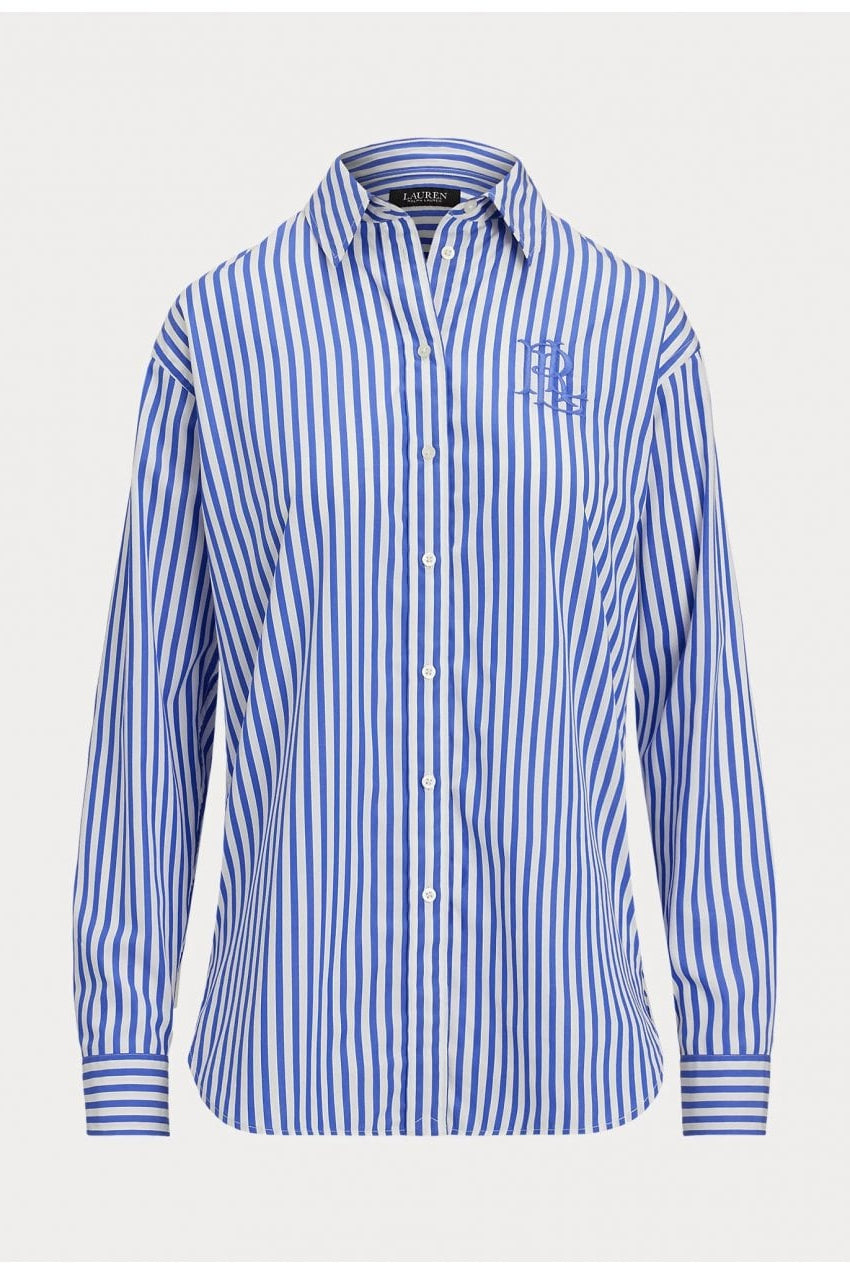 Young Ideas/Henmores - Kotta Embroidered Logo Striped Shirt - Blue Stripe - S