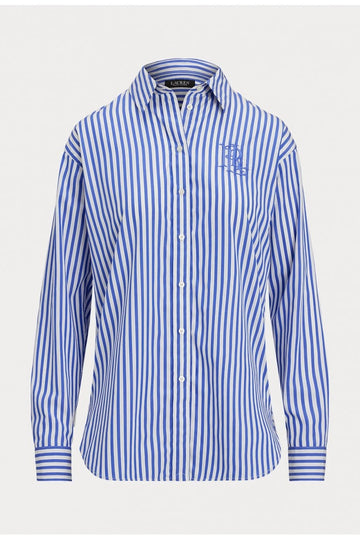 Young Ideas/Henmores - Kotta Embroidered Logo Striped Shirt - Blue Stripe - S