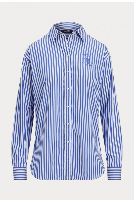 Young Ideas/Henmores - Kotta Embroidered Logo Striped Shirt - Blue Stripe - S