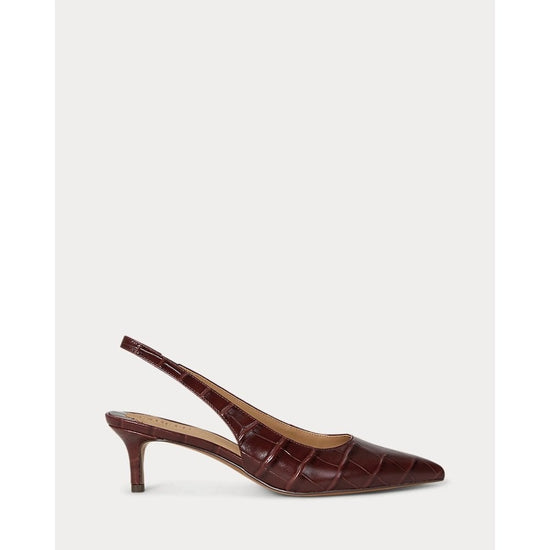 Young Ideas/Henmores - Lolah II Croc Slingback Heels - Dark Garnet - 4