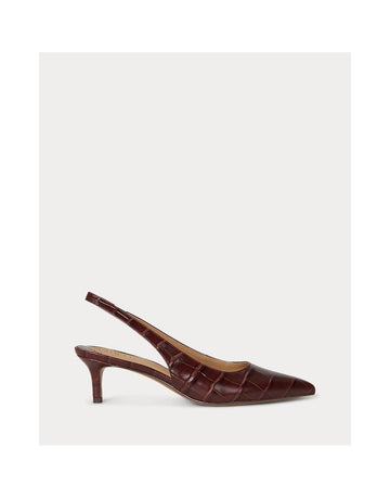 Young Ideas/Henmores - Lolah II Croc Slingback Heels - Dark Garnet - 4