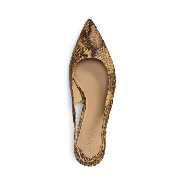 Young Ideas & Henmores -Lolah II Python Slingback Heels -Tan Multi -4