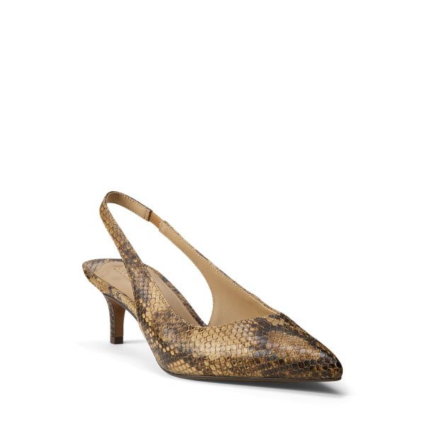Young Ideas & Henmores -Lolah II Python Slingback Heels -Tan Multi -4