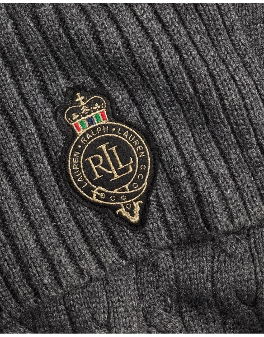 Young Ideas/Henmores - LRL Crest Knitted Scarf - Charcoal Heather - OS