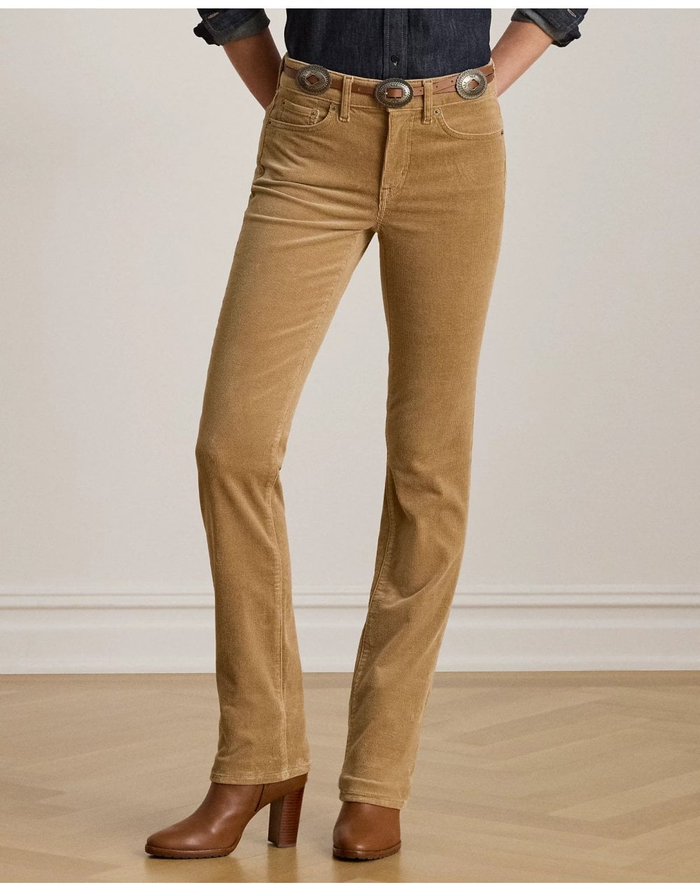 Young Ideas/Henmores - Midrise Straight Leg Cord Trousers - Classic Camel - 8