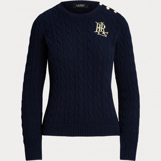 Young Ideas/Henmores - Montiva Cable Knit Shoulder Buttons Jumper - Cream - S