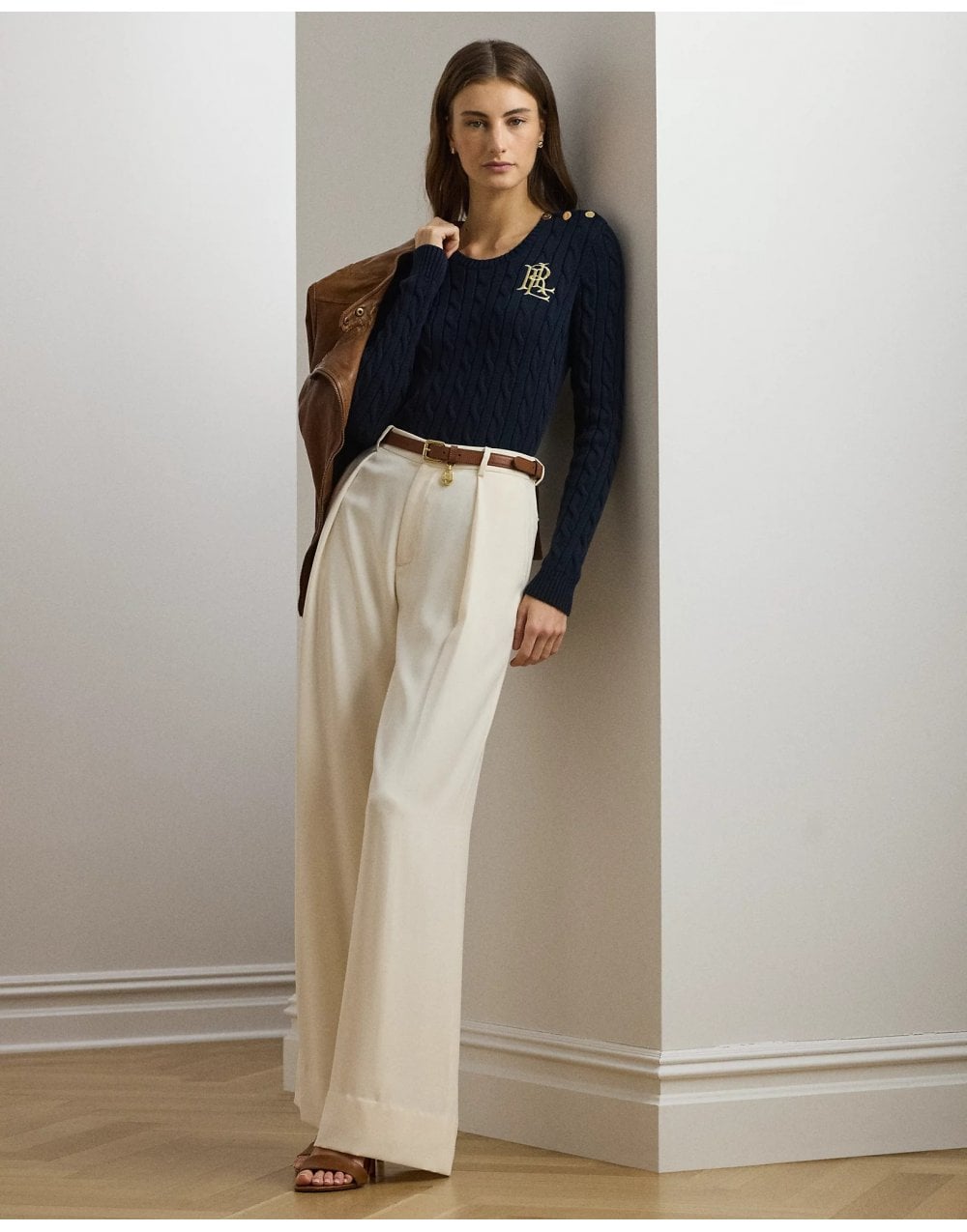 Young Ideas/Henmores - Montiva Cable Knit Shoulder Buttons Jumper - Cream - S