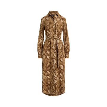 Young Ideas & Henmores -Python Print Midi Dress -Tan Multi -8