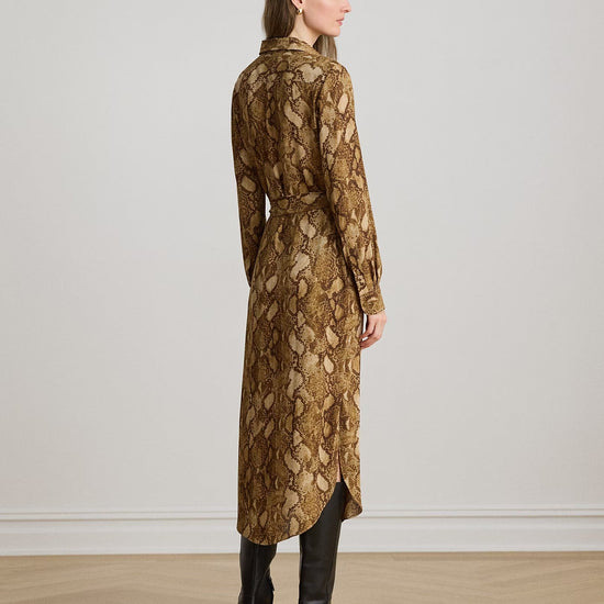 Young Ideas & Henmores -Python Print Midi Dress -Tan Multi -8